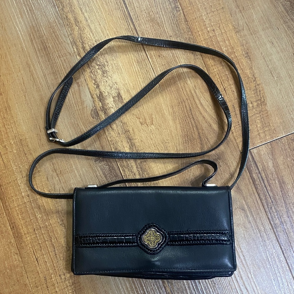 Brighton Black Leather crossbody purse wallet